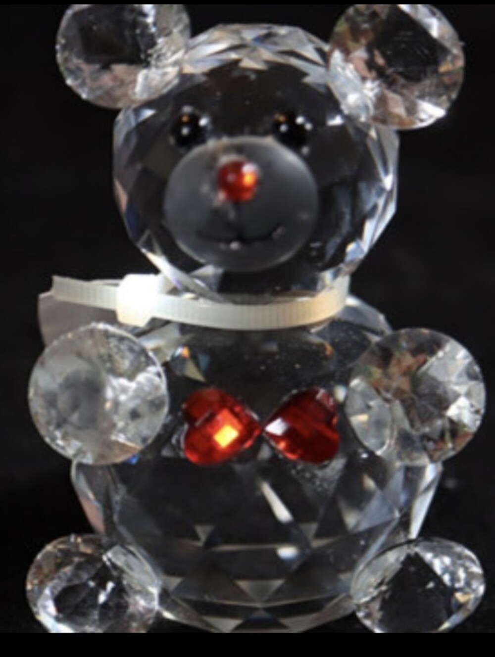 Living Crystal Bear /Panda Figurine Faceted Cut Glass New W/Tag & Box